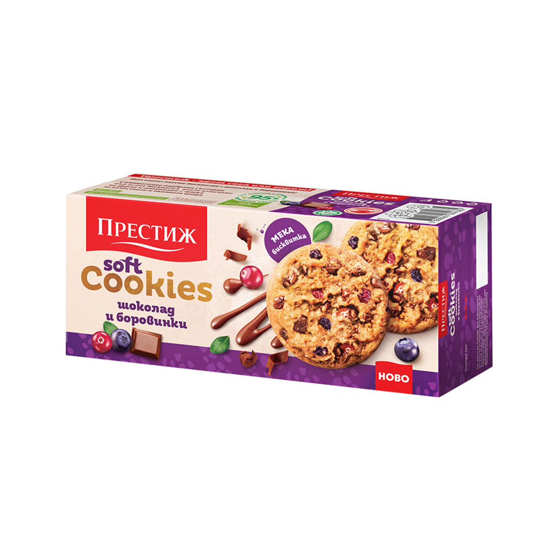 Prestige Soft Cookies with chocolate and blueberry 18х120g 