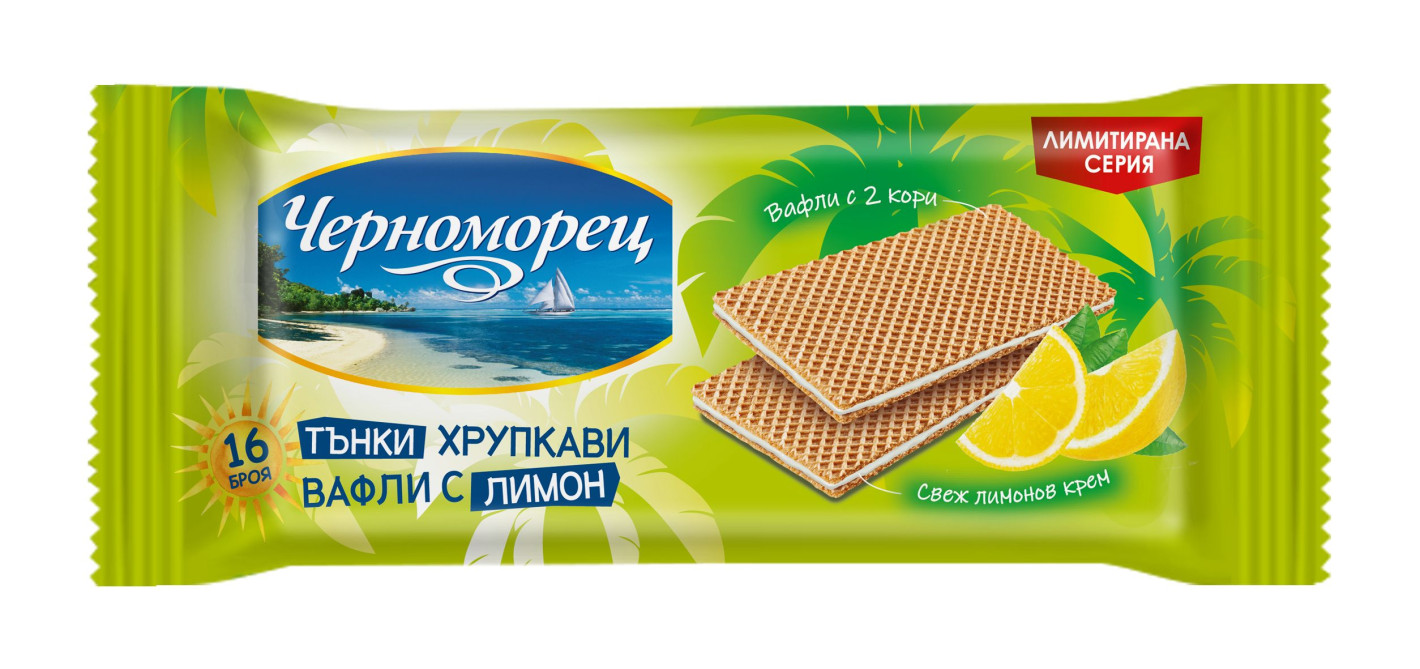 Pobeda Chernomorec Thin Crispy Waffles with Lemon Cream 24х173g 